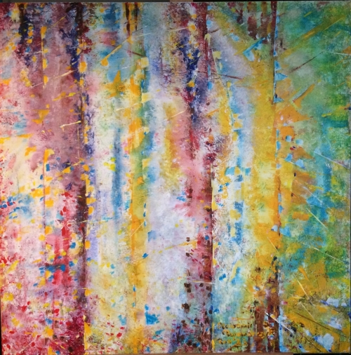 "Sun Terra", akryl 80 x 80 cm, płótno lniane,  23 rok, Sławomir Piwowarczyk, praca w licytacji